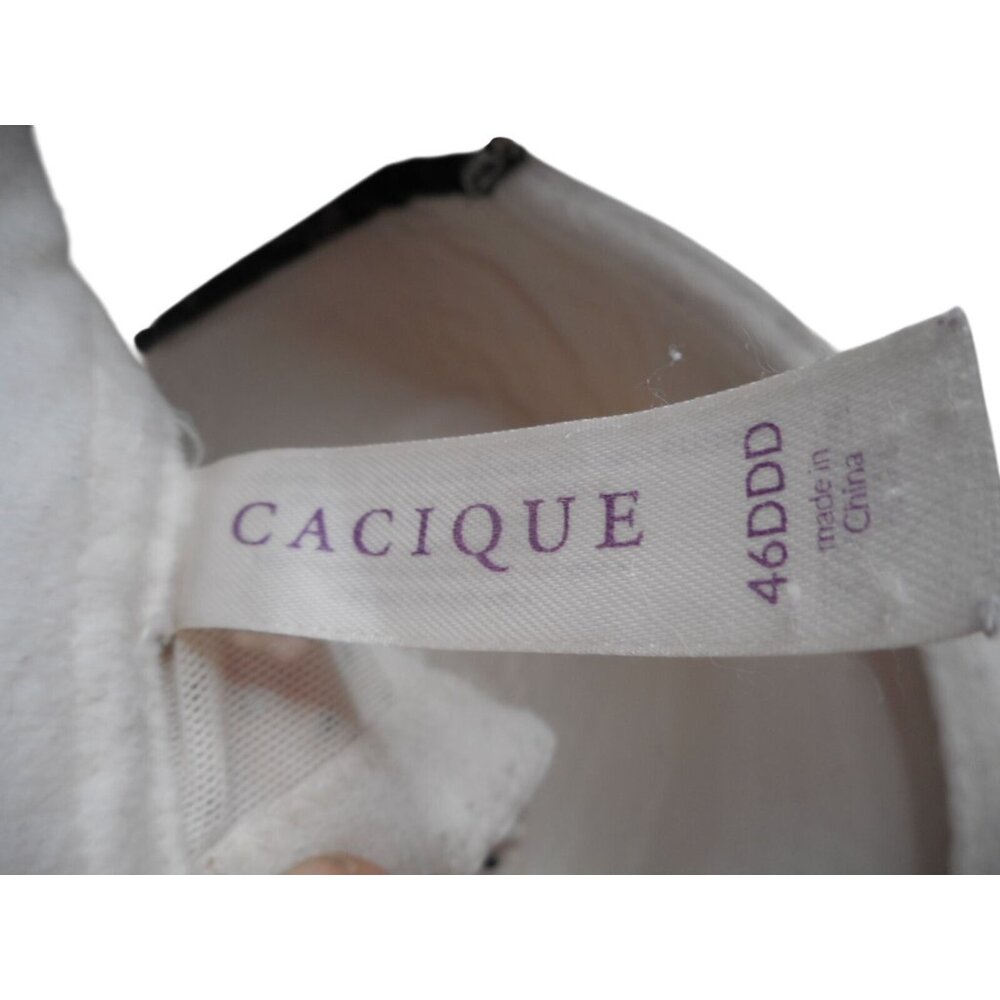 Cacique 46DDD full coverage Bra underwire black white lace polka dot - Picture 5 of 7